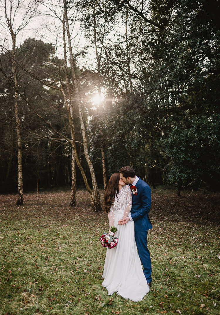 Emma Beaumont Atelier Dress Gown Bride Bridal Lace Embroidered Sleeves Raucous Artistic Wintry Wedding Voewood Norfolk https://www.luisholden.com/