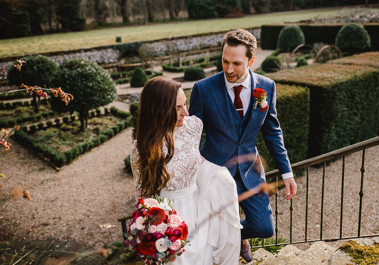 Emma Beaumont Atelier Dress Gown Bride Bridal Lace Embroidered Sleeves Raucous Artistic Wintry Wedding Voewood Norfolk https://www.luisholden.com/
