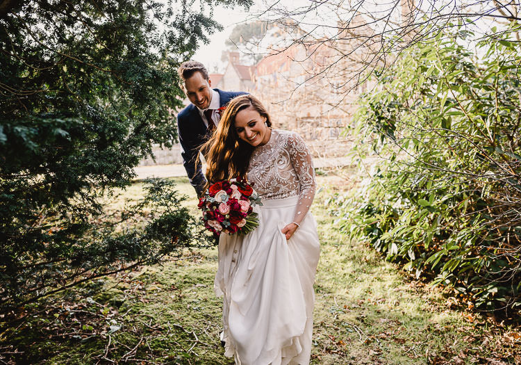 Emma Beaumont Atelier Dress Gown Bride Bridal Lace Embroidered Sleeves Raucous Artistic Wintry Wedding Voewood Norfolk https://www.luisholden.com/