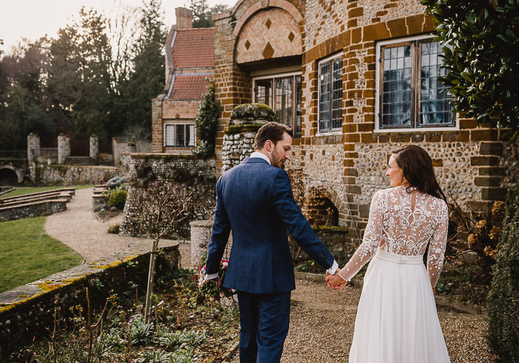 Emma Beaumont Atelier Dress Gown Bride Bridal Lace Embroidered Sleeves Raucous Artistic Wintry Wedding Voewood Norfolk https://www.luisholden.com/