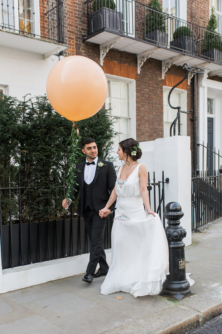 Giant Helium Balloon Peach Lush Botanical City Roof Garden Wedding Ideas http://jessicadaviesphotography.co.uk/