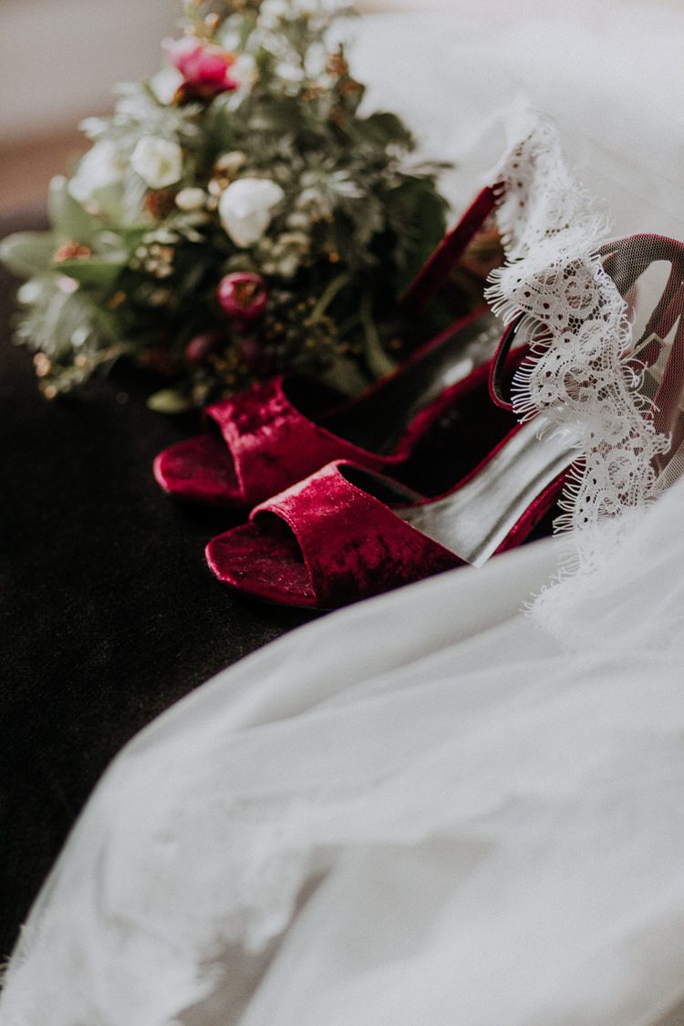 Red Shoes Bride Bridal Moody Jewel Tone Velvet Wedding Ideas Sanctum On The Green https://lolarosephotography.com/