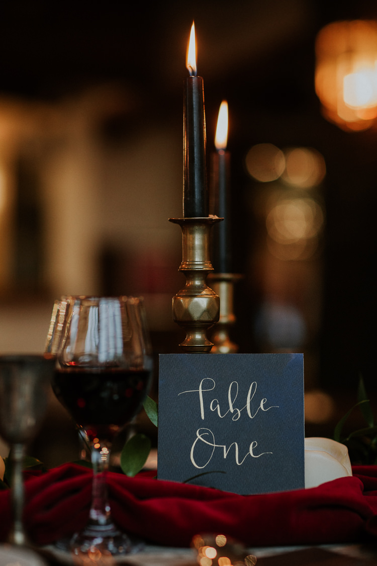 Black Gold Table Number Moody Jewel Tone Velvet Wedding Ideas Sanctum On The Green http://www.kategrayphotography.com/