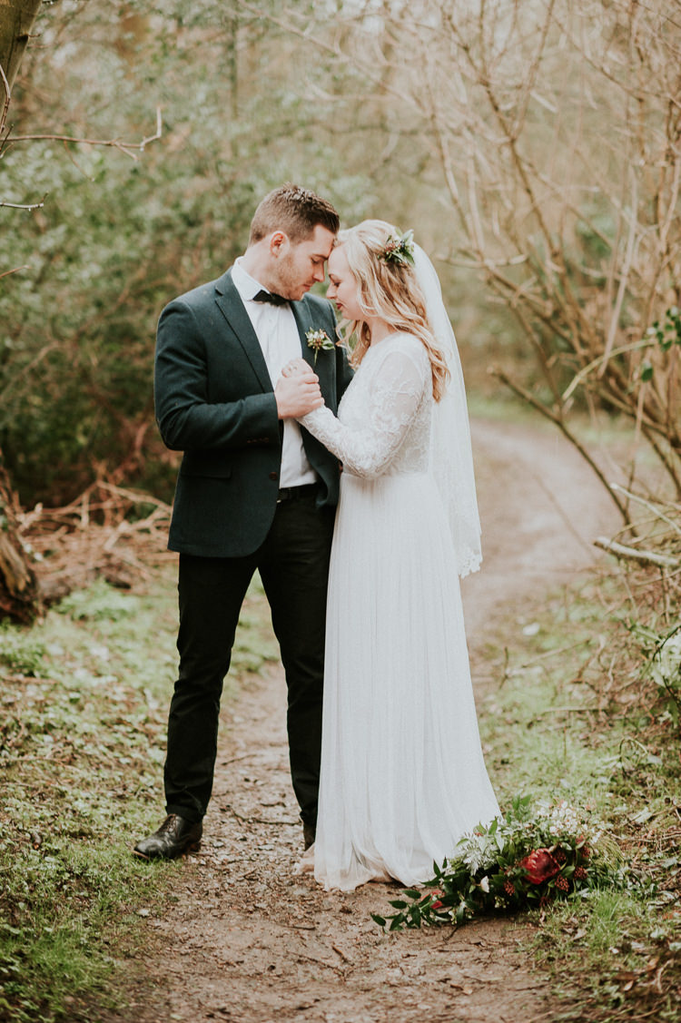 Dress Gown Bride Bridal Sleeves Veil Moody Jewel Tone Velvet Wedding Ideas Sanctum On The Green https://www.hannahmcclunephotography.com/