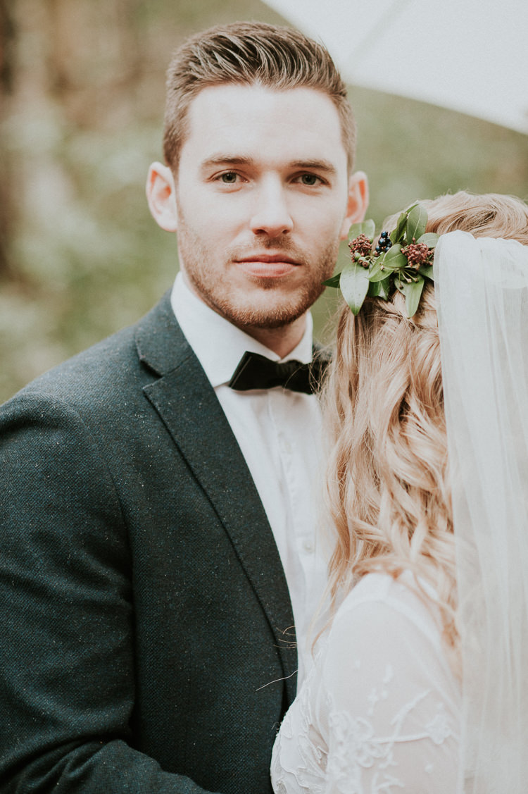 Groom Suit Black Bow Tie Moody Jewel Tone Velvet Wedding Ideas Sanctum On The Green https://www.hannahmcclunephotography.com/