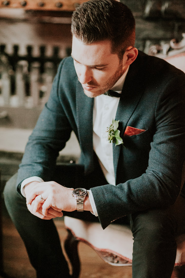 Groom Suit Black Bow Tie Moody Jewel Tone Velvet Wedding Ideas Sanctum On The Green https://www.hannahmcclunephotography.com/