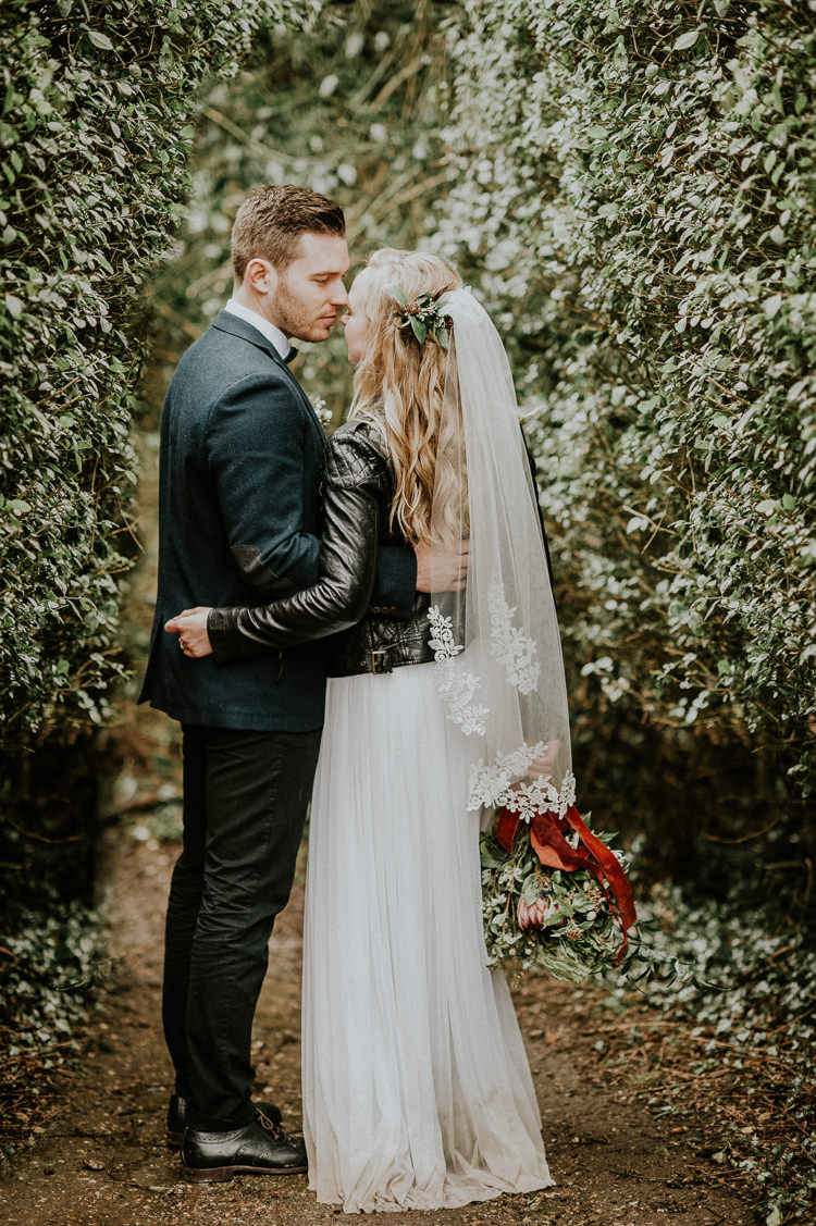 Leather Jacket Bride Bridal Moody Jewel Tone Velvet Wedding Ideas Sanctum On The Green https://www.hannahmcclunephotography.com/