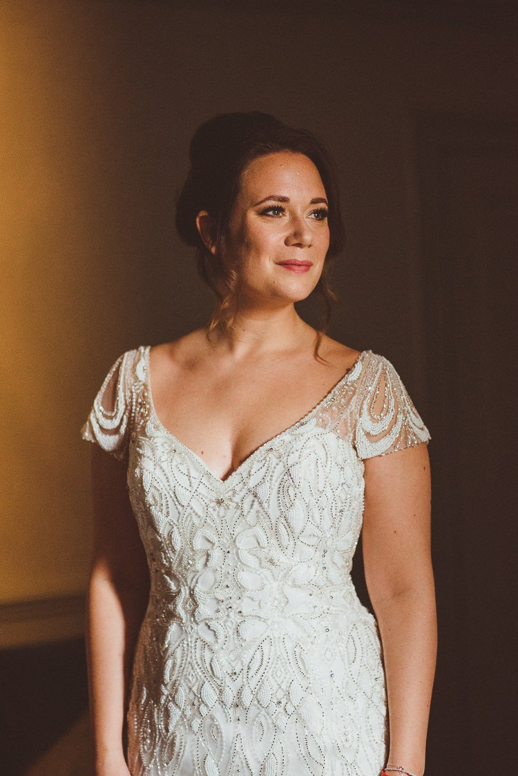 Dress Gown Bride Bridal Beaded Sequin Button Back Justin Alexander Colourful Modern Barn Vaulty Manor Essex Wedding http://alexapenberthy.com/