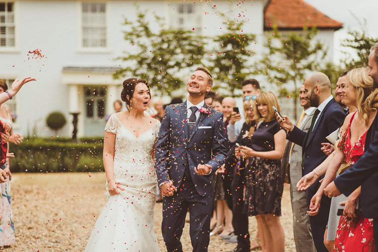 Confetti Throw Colourful Modern Barn Vaulty Manor Essex Wedding http://alexapenberthy.com/