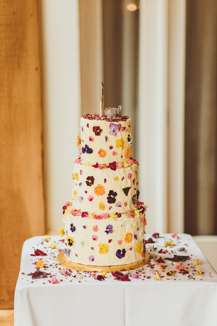 Buttercream Petal Cake Colourful Modern Barn Vaulty Manor Essex Wedding http://alexapenberthy.com/