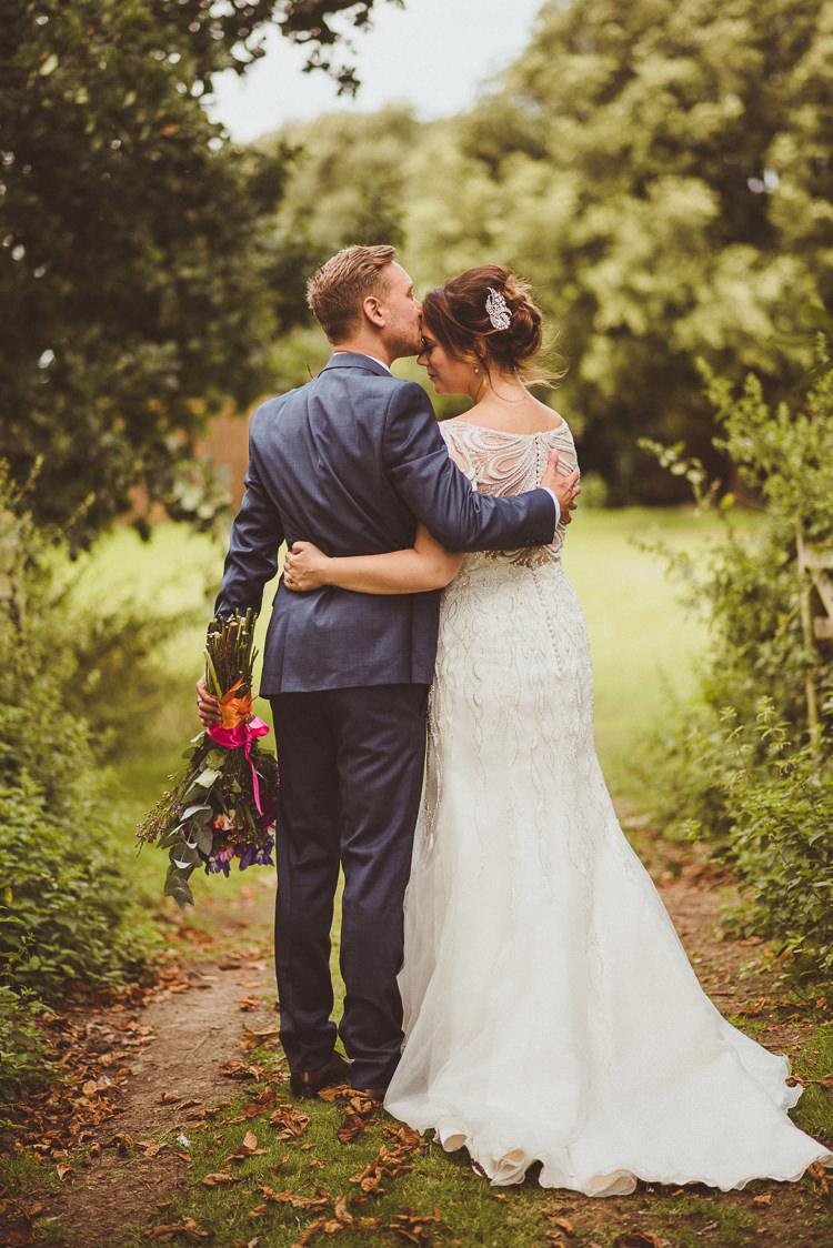 Dress Gown Bride Bridal Beaded Sequin Button Back Justin Alexander Colourful Modern Barn Vaulty Manor Essex Wedding http://alexapenberthy.com/