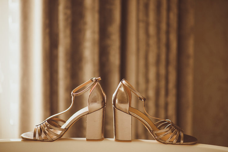 Gold Block Heel Shoes Bride Bridal Colourful Modern Barn Vaulty Manor Essex Wedding http://alexapenberthy.com/