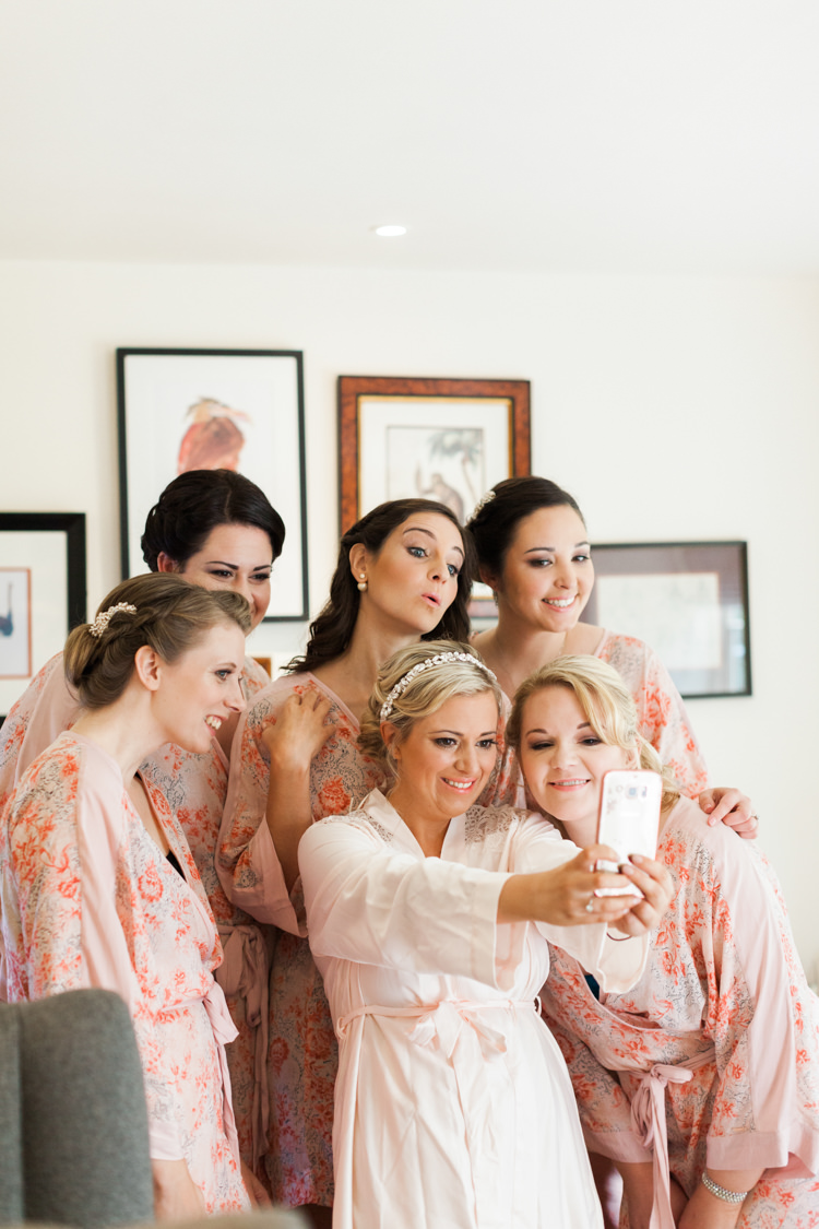 Bridesmaid Selfie Robes Dressing Gown Bride Bridal Hazy Summer Lavender Grey Wedding Cripps Barn Cotswolds http://jobradbury.co.uk/