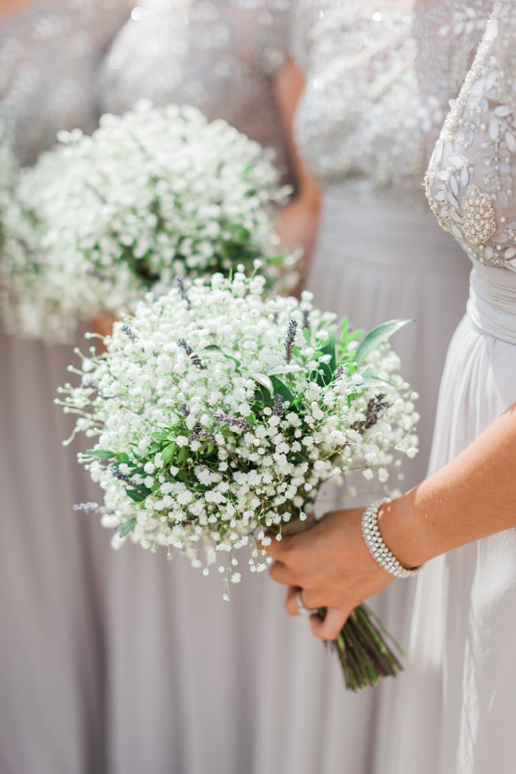 Gypsophila Flowers Bouquets Bridesmaid Hazy Summer Lavender Grey Wedding Cripps Barn Cotswolds http://jobradbury.co.uk/