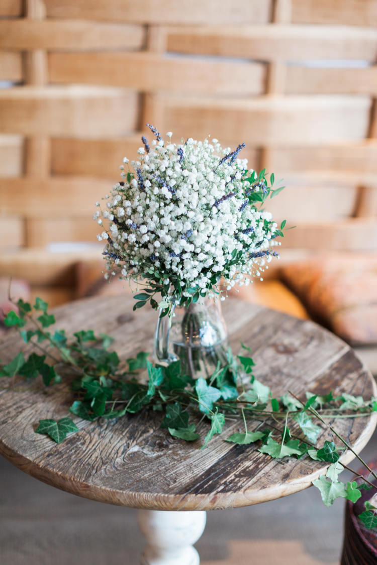 Gypsophila Flowers Vase Hazy Summer Lavender Grey Wedding Cripps Barn Cotswolds http://jobradbury.co.uk/