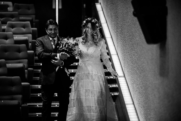YolanCris Lace Dress Gown Bride Bridal Sleeves 195 Piccadilly BAFTA London Wedding Matt Parry Photography