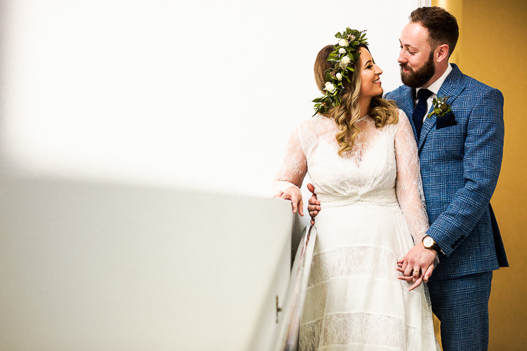 YolanCris Lace Dress Gown Bride Bridal Sleeves 195 Piccadilly BAFTA London Wedding Matt Parry Photography