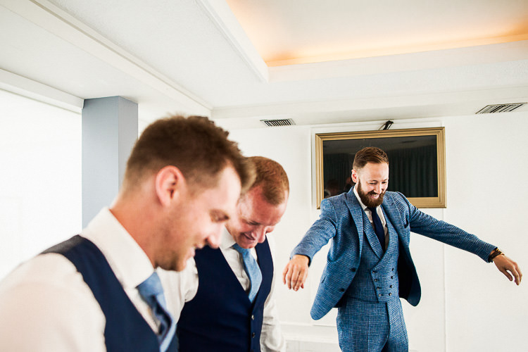 Groom Tweed Blue Check Suit 195 Piccadilly BAFTA London Wedding Matt Parry Photography