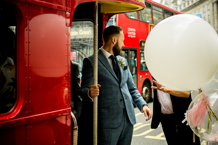 Groom Tweed Blue Check Suit 195 Piccadilly BAFTA London Wedding Matt Parry Photography