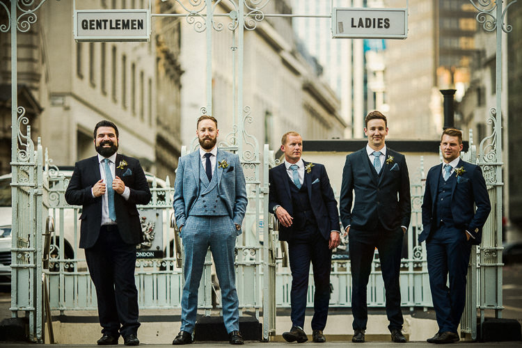 Groom Tweed Blue Check Suit Groomsmen Atttire Outfits Ties 195 Piccadilly BAFTA London Wedding Matt Parry Photography