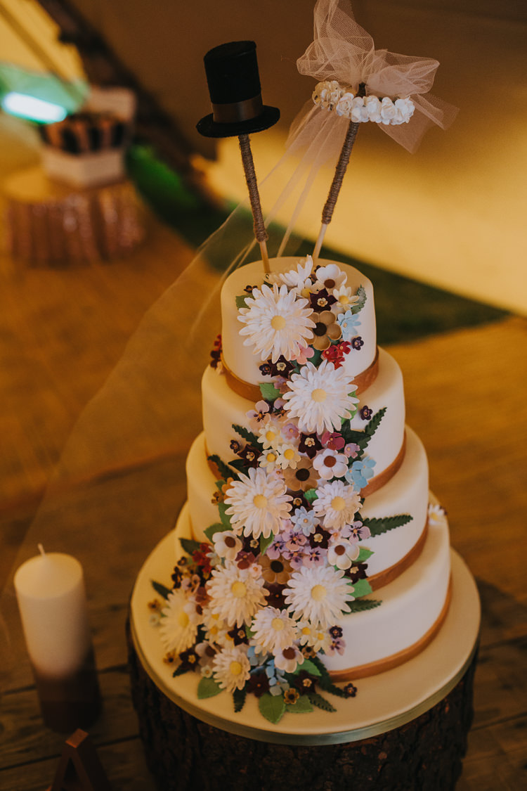 Floral Iced Cake Sugar Angrove Park Tipi Wedding Yorkshire Bloom Weddings