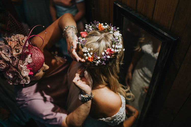 Hair Style Bride Bridal Plait Braid Halo Flowers Crown Angrove Park Tipi Wedding Yorkshire Bloom Weddings