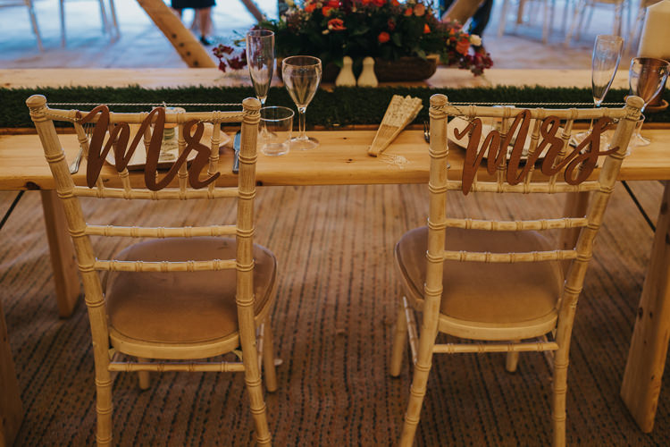 MR MRS Chair Signage Sign Angrove Park Tipi Wedding Yorkshire Bloom Weddings