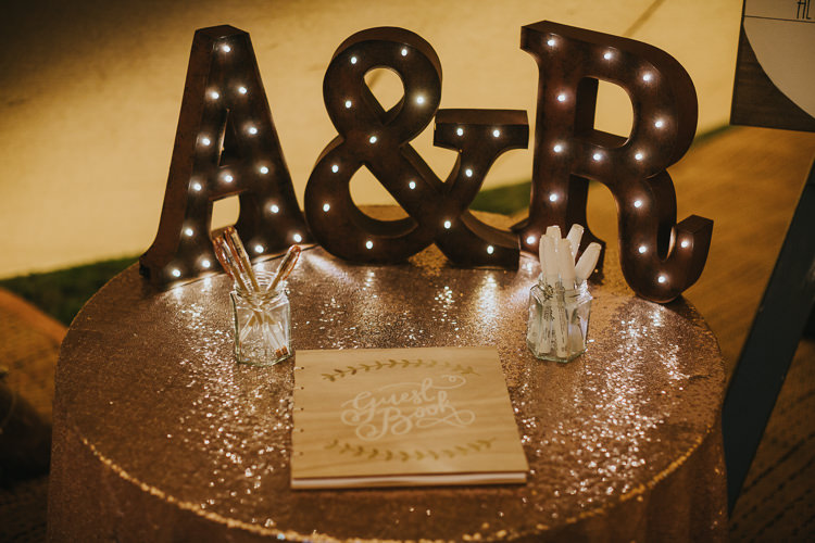 Wooden Guest Book Sequin Table Cloth Letter Lights Angrove Park Tipi Wedding Yorkshire Bloom Weddings
