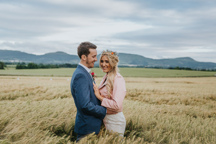 Pink Leather Jacket Bride Bridal Personalised Floral Painted Wifey Angrove Park Tipi Wedding Yorkshire Bloom Weddings