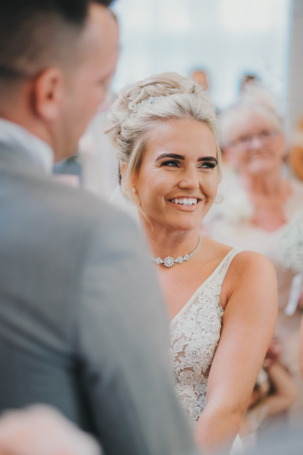 Indoor Ceremony Aisle Bride Groom Vows Rings Classic Traditional Elegant | Ashfield House Wedding Kate McCarthy Photography