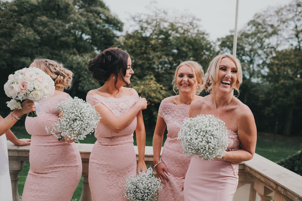 Bride Pink Bridesmaids Group Classic Traditional Elegant Round Bouquet | Ashfield House Wedding Kate McCarthy Photography