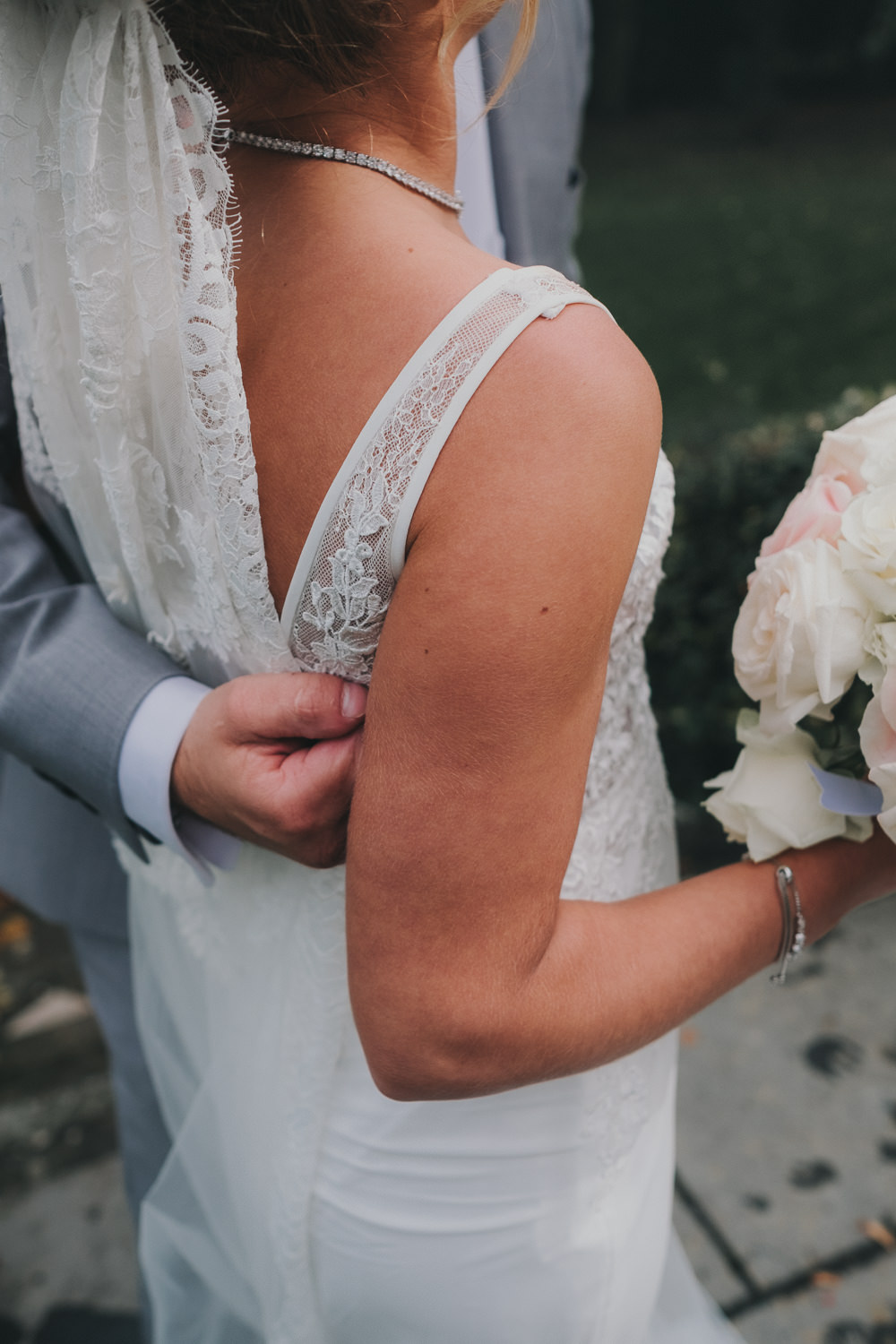 Bride Groom Happy Laughter Classic Traditional Bouquet Bridal Updo Grey Suit | Ashfield House Wedding Kate McCarthy Photography