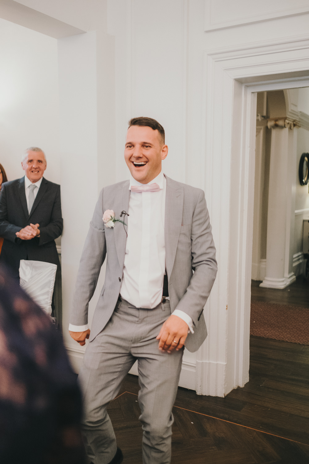 Dinner Reception Classic Elegant Bride Groom Entrance Fun | Ashfield House Wedding Kate McCarthy Photography