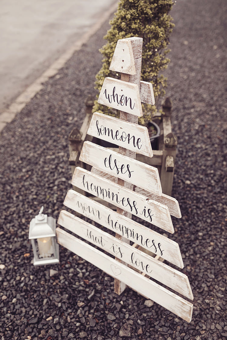 Hand Painted Personalised Sign Modern Calligraphy Rustic Magical Wonderland Askham Hall Wedding Winter Tiree Dawson Photography