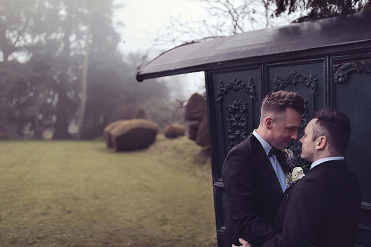 Groom Bow Tie Waistcoat Tails Magical Wonderland Askham Hall Wedding Winter Tiree Dawson Photography