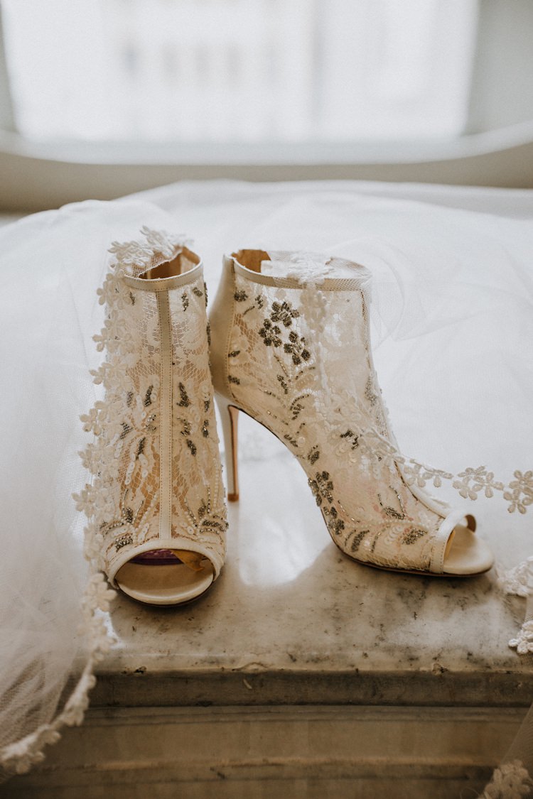 Warehouse Modern Refined Rustic Chic Lace Boot Bridal Shoes | Boho Industrial Winter Wedding Lunalee Photography