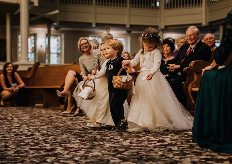 Warehouse Rustic Chic Refined Aisle Ceremony Flower Girl | Boho Industrial Winter Wedding Lunalee Photography