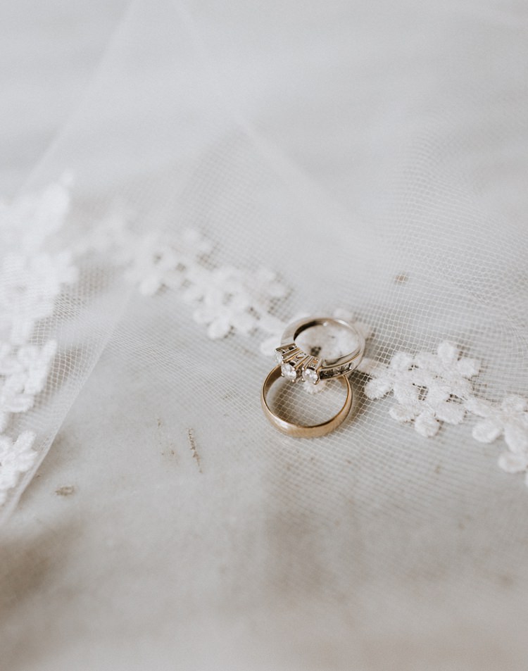 Warehouse Modern Refined Rustic Chic Rings Veil Shot | Boho Industrial Winter Wedding Lunalee Photography