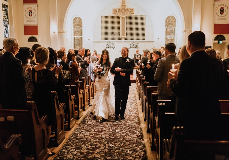 Warehouse Rustic Chic Refined Church Aisle Ceremony Groom Bride | Boho Industrial Winter Wedding Lunalee Photography