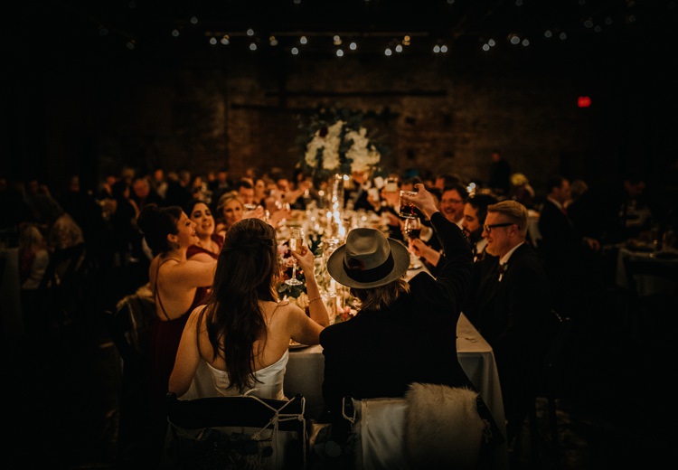 Warehouse Rustic Chic Refined Atlanta King Plow Reception Dinner | Boho Industrial Winter Wedding Lunalee Photography