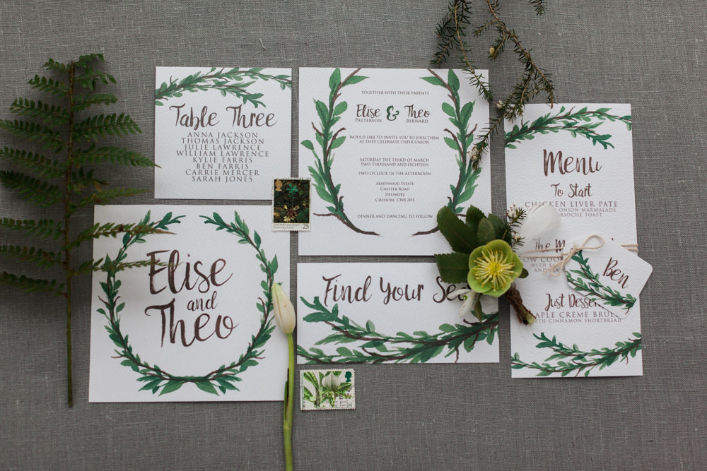 Stationery Invites Invitations Botanical Macrame Glass House Wedding Ideas Jo Bradbury Photography