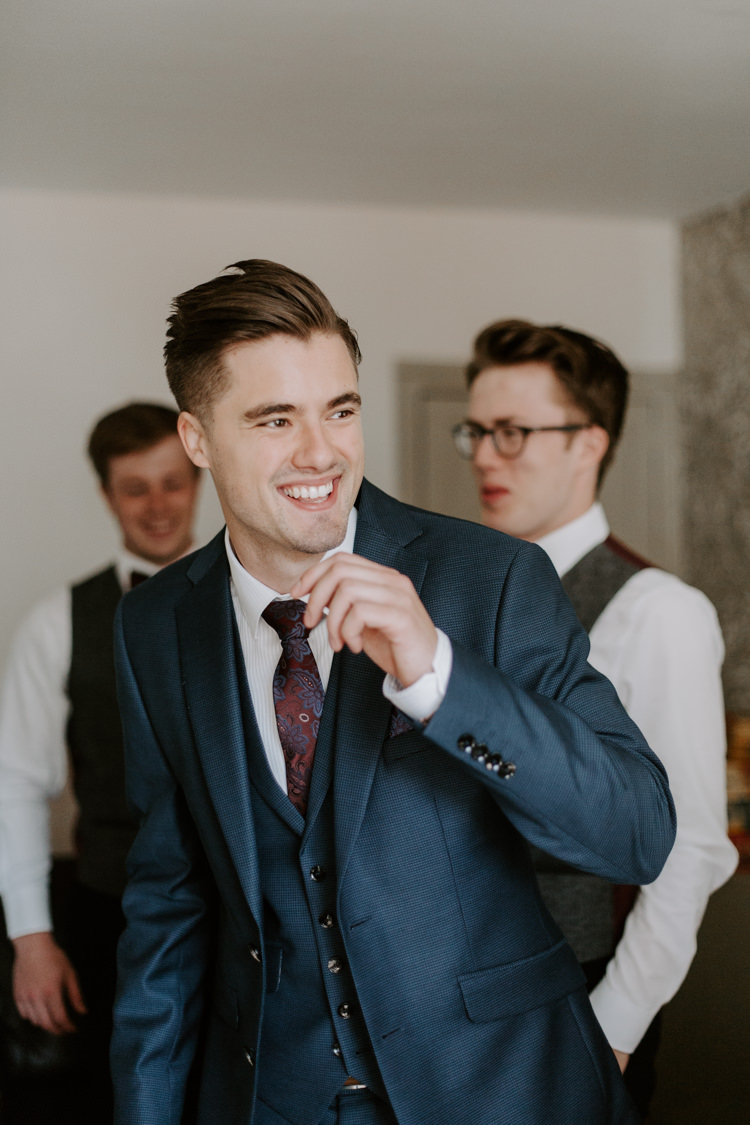 Groom Suit Navy Red Tie Style Outfit Attire Botanical Summer Garden Wedding Nottingham Grace Elizabeth Photo & Film