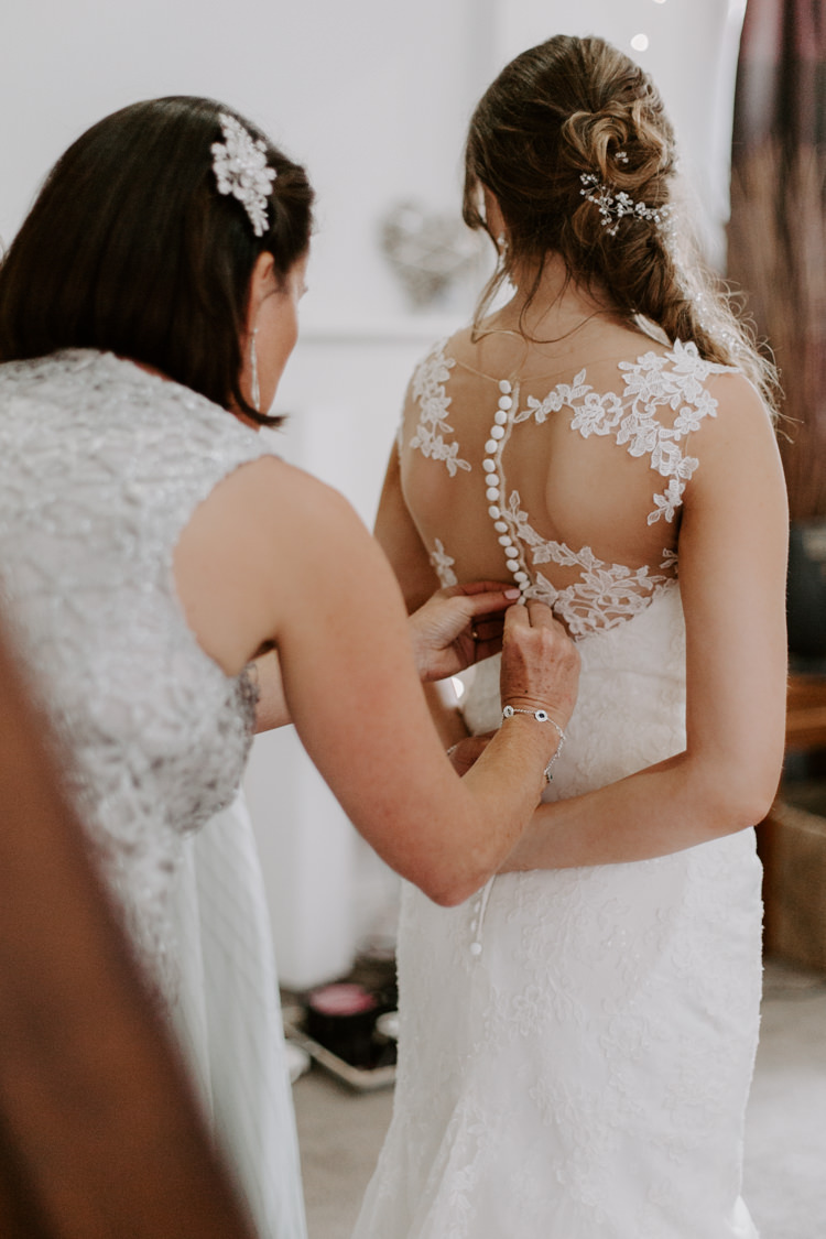 Anna Sorrano Illusion Back Dress Gown Sheer Lace Buttons Botanical Summer Garden Wedding Nottingham Grace Elizabeth Photo & Film