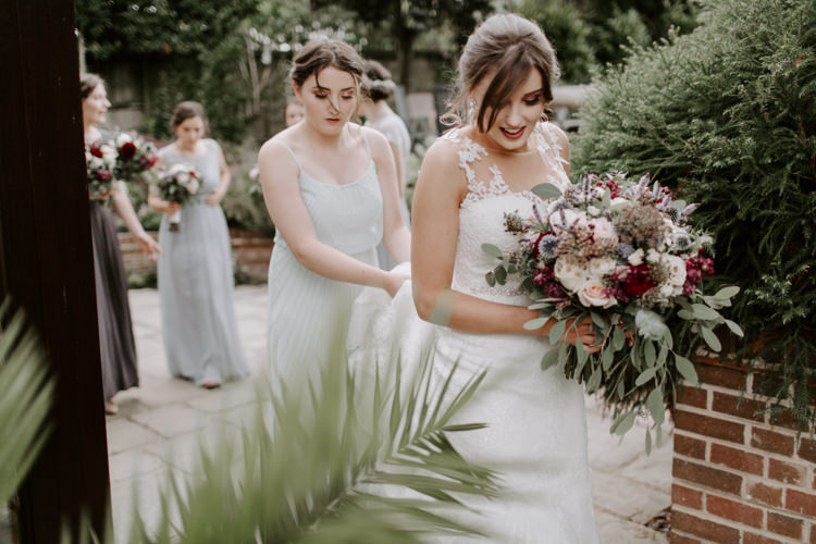 Bouquet Bride Bridal Flowers Greenery Burgundy Botanical Summer Garden Wedding Nottingham Grace Elizabeth Photo & Film