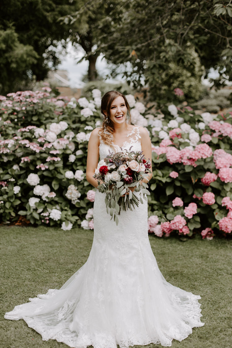 Anna Sorrano Illusion Back Dress Gown Sheer Lace Buttons Fit Flare Bride Bridal Botanical Summer Garden Wedding Nottingham Grace Elizabeth Photo & Film