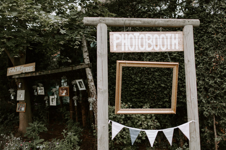 Photo Booth Frame Wooden Gold Bunting Botanical Summer Garden Wedding Nottingham Grace Elizabeth Photo & Film