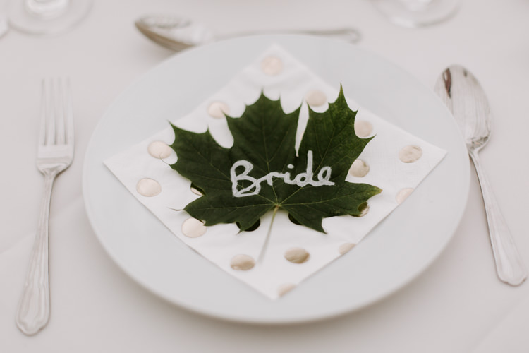 Leaf Place Name Table Setting Botanical Summer Garden Wedding Nottingham Grace Elizabeth Photo & Film