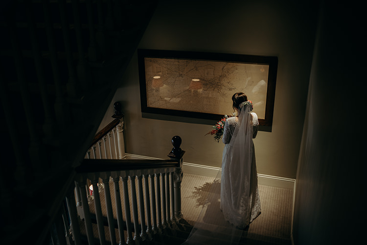 Charlotte Balbier Untamed Love Luna Dress Gown Bride BRidal Lace Sleeves Veil Britten Carnegie Courthouse Wedding Village Hall Scotland Steven Gallagher Photography