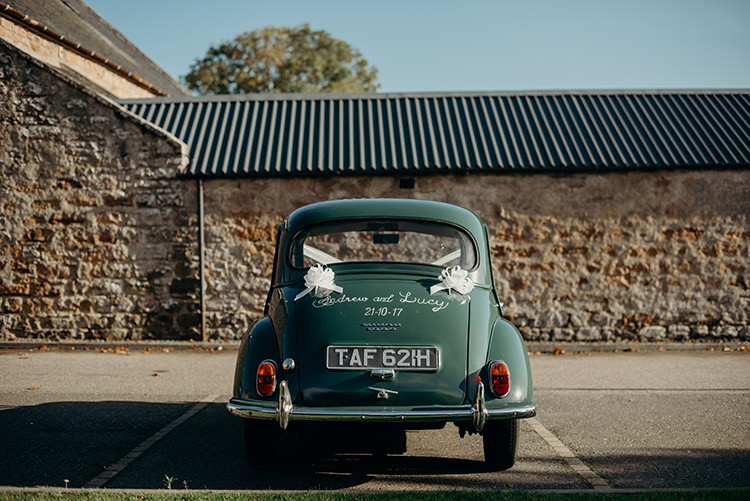 Classic Vintage Car Transport Carnegie Courthouse Wedding Village Hall Scotland Steven Gallagher Photography
