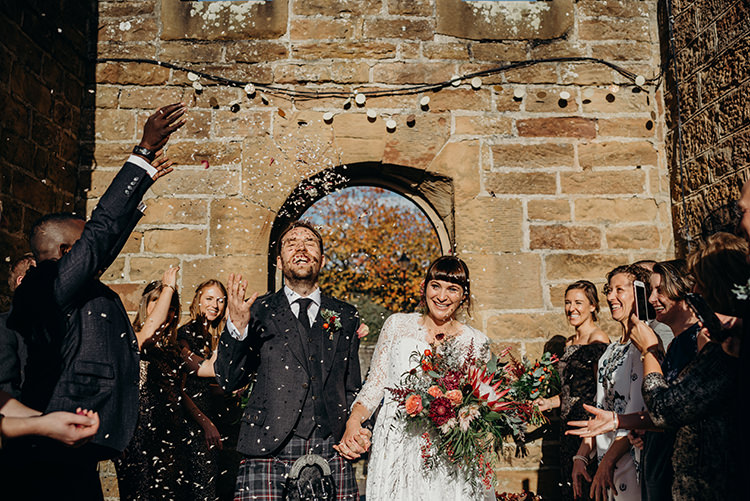 Confetti Throw Carnegie Courthouse Wedding Village Hall Scotland Steven Gallagher Photography